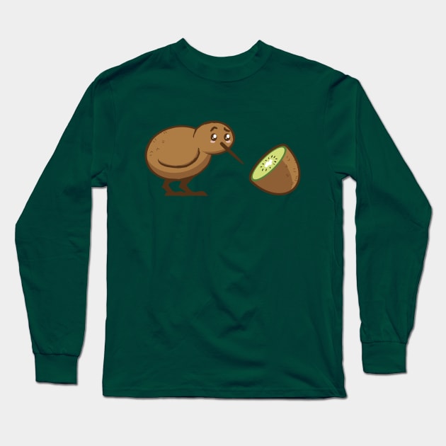 Kawaii Confused Kiwi Long Sleeve T-Shirt by Food in a Can